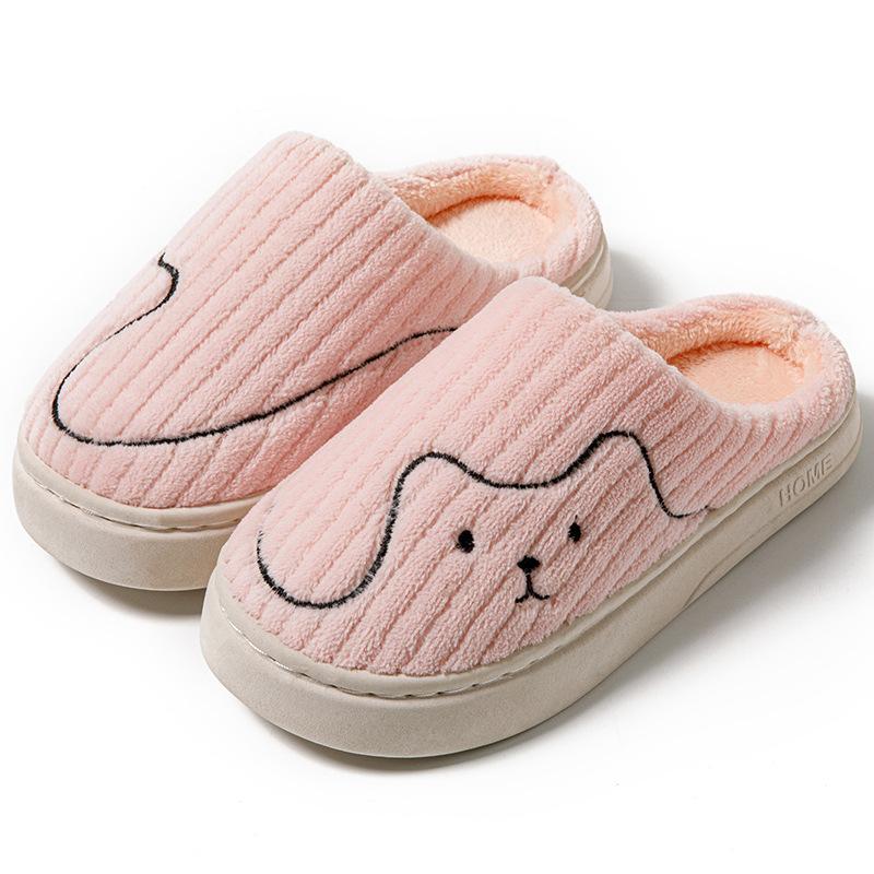 Line Kitten Cotton Slippers Couple Autumn and Winter Hair Mop Indoor Home Use Piled Thick Bottom Thermal Cotton Slippers