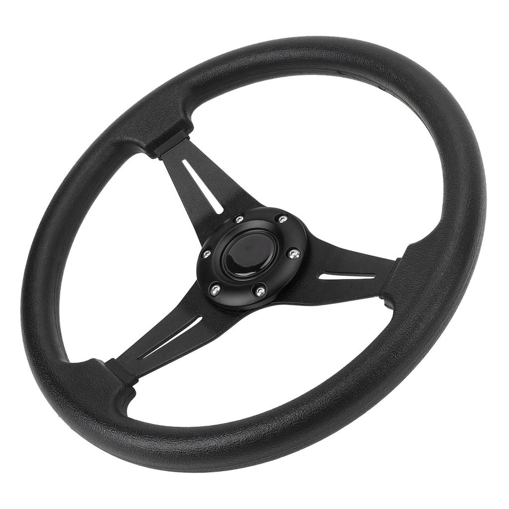 Bilratt Racingstil PU-läder 14 tum Universell passform för 6-håls rattnavadapter