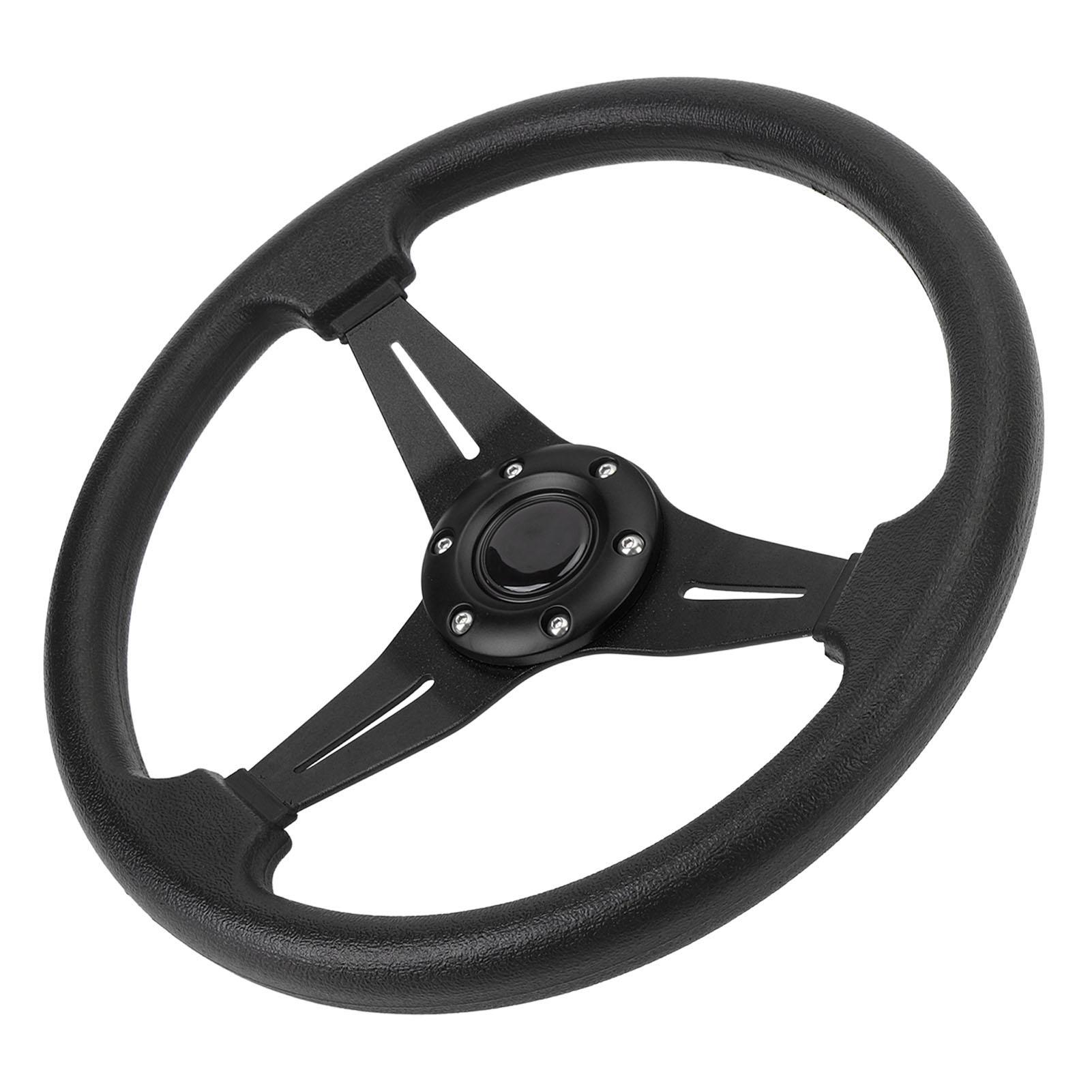 

Автомобильный руль гоночный стиль искусственная кожа 14 дюймов универсальный подходит для 6 отверстий ступицы рулевого колеса адаптер чёрный