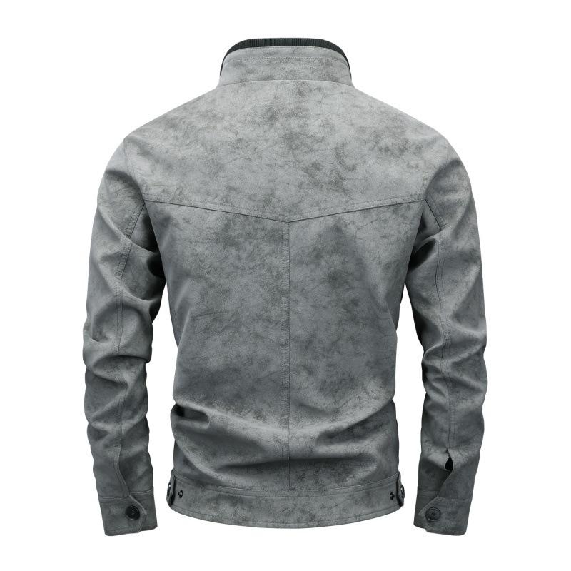 New men's PU leather jacket stand-up collar zipper leather jacket spring and autumn casual locomotive style jacket multi-color optional