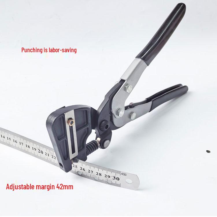 Manual Sheet Metal Round Hole Punch Tool for Advertising, Aluminum Edge, and Stainless Steel.