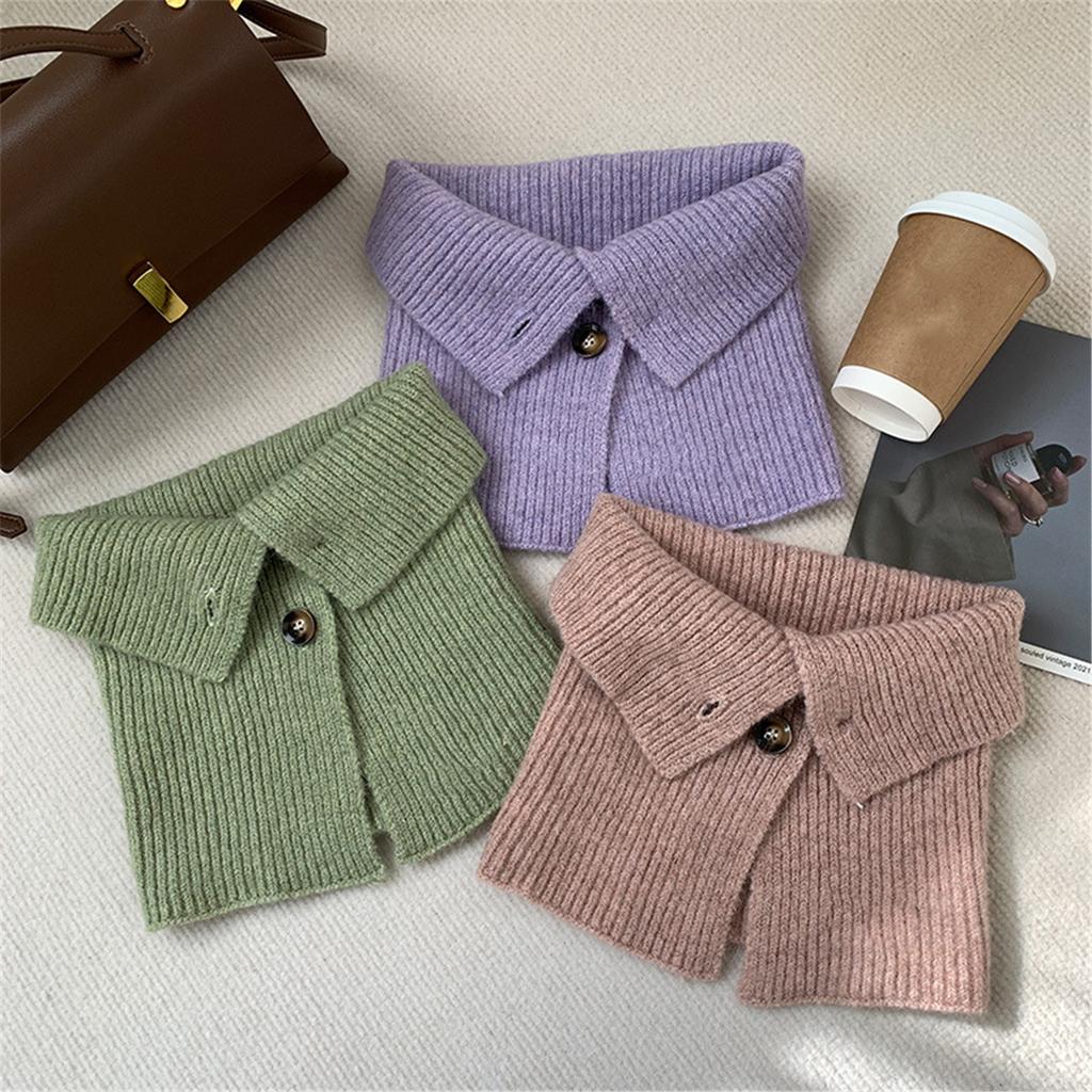 Girl Women Knitted Snood Scarf Loop Infinity Neckerchief Lady Neck Warmer Wrap Scarves Face Cover Faux Collar