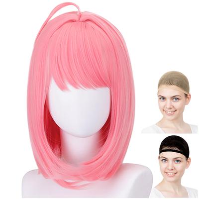 [CaseEden] Cosplay Wig, Full Wig, Heat Resistant, Short, 40cm, Center Part, Pink WIG6015