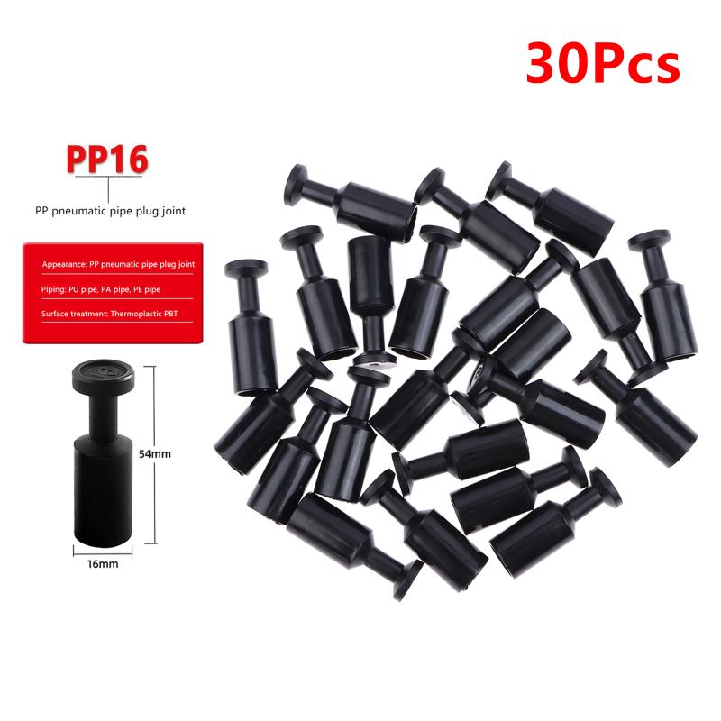 30PCS Pneumatic Quick Connector PP Pipe Cap Fitting For Industrial Pneumatic Tools Air Line Fast Release Plug 4-16mm