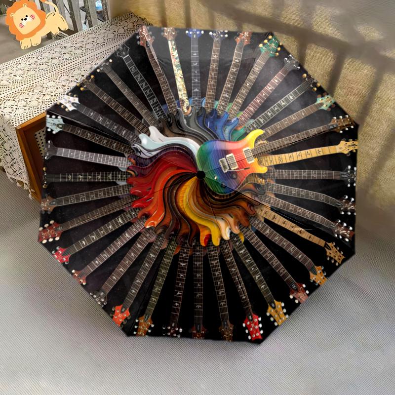 1PC electric guitar Umbrella Portable Folding Umbrella Iron Frame Hole Bone Structure Outdoor Home Umbrella A14