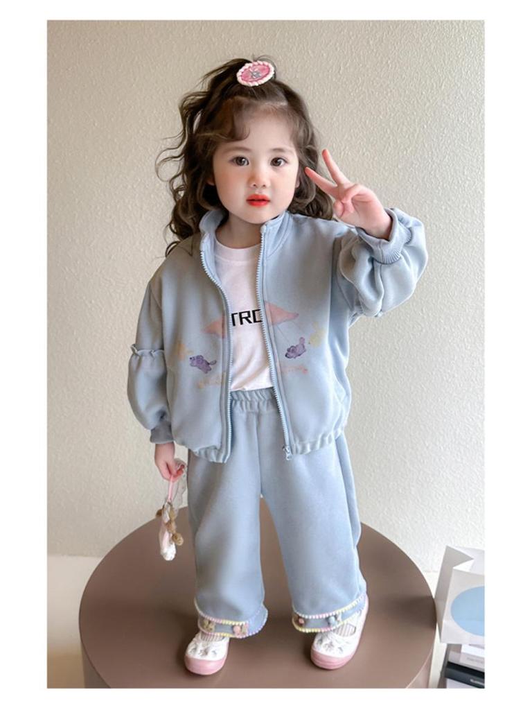 Meng Tang Tang Mädchen Frühlings-Kapuzenpullover-Set: 2026 Neues zweiteiliges Outfit im koreanischen Stil