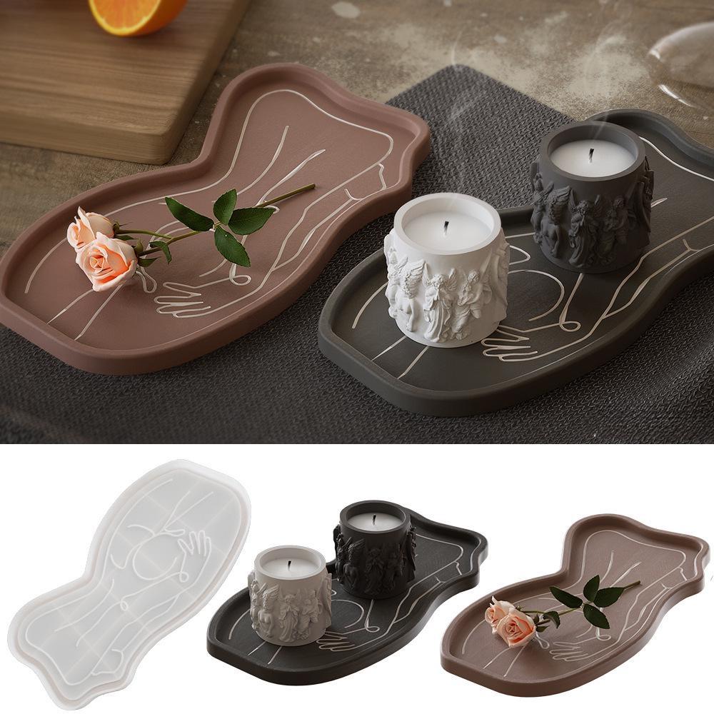DIY Epoxy Resin Mold Cement Gypsum Abstract Human Body Lines Tray Storage Plaster Decoration Silicone Mold