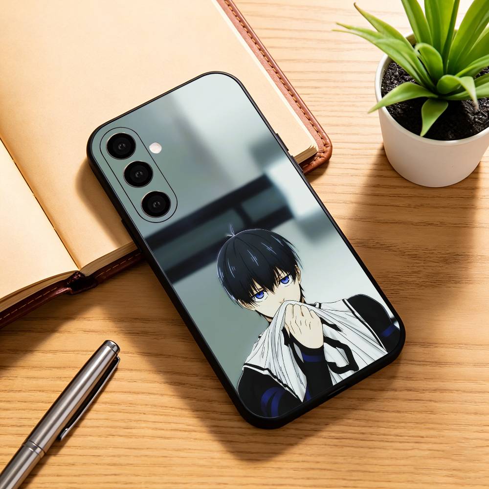 Anime B-blue L-Lock Phone Case For Samsung Galaxy A73,A72,A71,A70,A53,A52,A51,Soft Silicone Black Cover