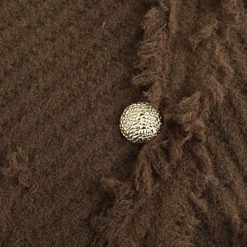 Kaslead New Arrival Women's Clothing Fashion Style Twill Knitting Burr Long-Sleeved Thickened Sweater Cardigan Coat