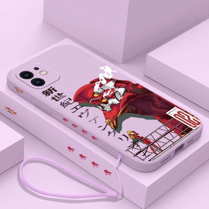 Husa de telefon NEON GENESISES EVANGELIONS EVA pentru iPhone 15 14 13 12 11 Pro Max Mini X XR XS MAX SE20 8 7 Plus cu curea de mână