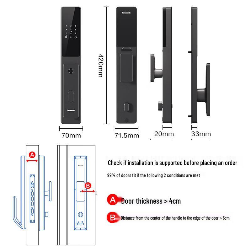Panasonic EMW6112BH Smart Fingerprint & Password Door Lock