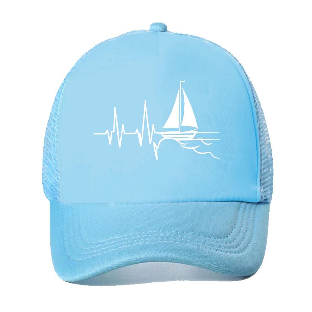Classic Sailboat Structured Front Panel Machine Washable Textile Hat for Outdoor Casual Formal E  Mesh Baseball Cap