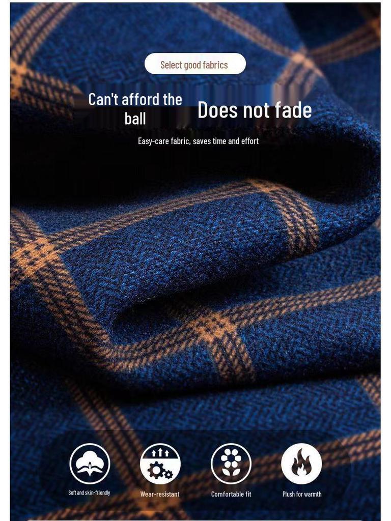 Herren Winter Flanellhemd mit Fleecefutter - Warm, Langärmlig, Business Casual für Mittelalte & Ältere, Übergröße verfügbar