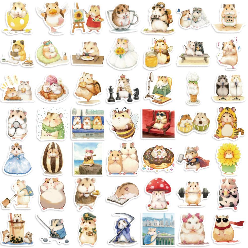 

50 Painted Hello Little Hamster Graffiti Stickers Decorate Guitar Notebook Suitcase DIY Waterproof Stickers