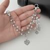 Sweet Acrylic Bag Chain Heart Beaded Keychain Y2K Style Imitation Pearl Accessories  School
