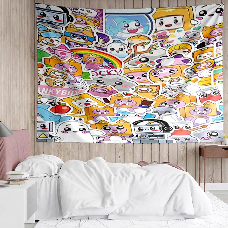 LankyBox Print Tapestry, Backdrop, Easy Setup, Ideal for Bedroom, Office & Living Room, with Aesthetic Wall Hanging Decor.