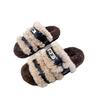 Autumn and winter metal buckle open-toed fluffy slippers women's 2025 new comfortable and lightweight plush warm slippers
