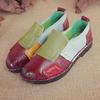 New Casual Color Block Genuine Leather Women's Flats – Plus Size, Middle-Aged Mother's Shoes