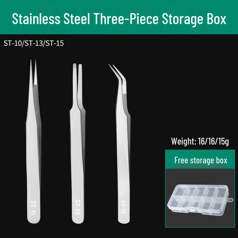 Bao Lian Anti-static Stainless Steel Tweezers - Bent Tip & Fine Pointed Tip for Precision Bird's Nest Hair & Blackhead Removal