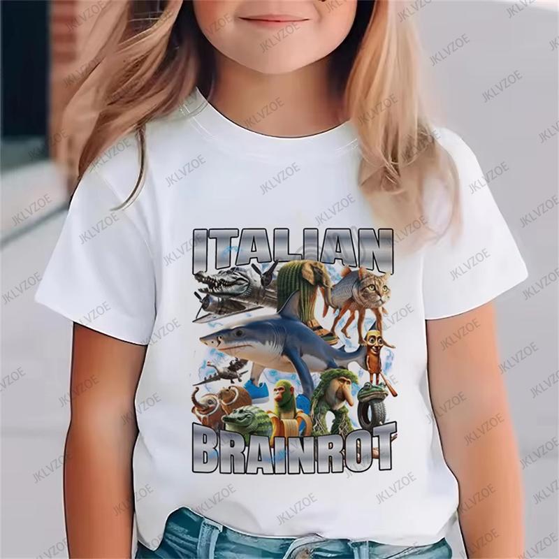 Cappuccina Ballerina Funnu Italian Brainrot Meme Cotton Children Tshirt Summer Sports Tees Boys Girls Clothes Casual Kids Tops