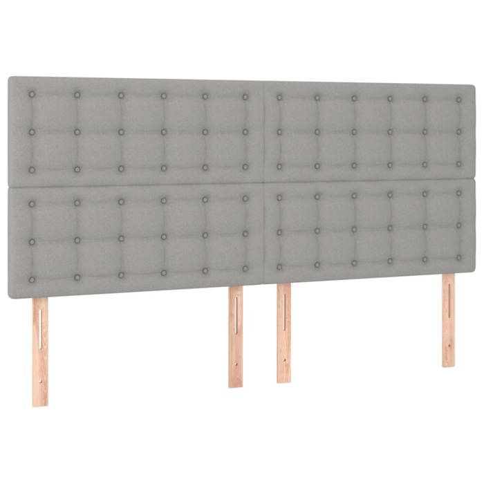 VidaXL Bed Frames with Headboard Light Grey 200x200 Cm Fabric3125405