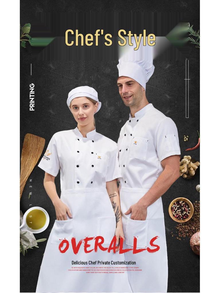 Unisex kuchařská uniforma: Letní cateringové pracovní oděvy s krátkým a dlouhým rukávem