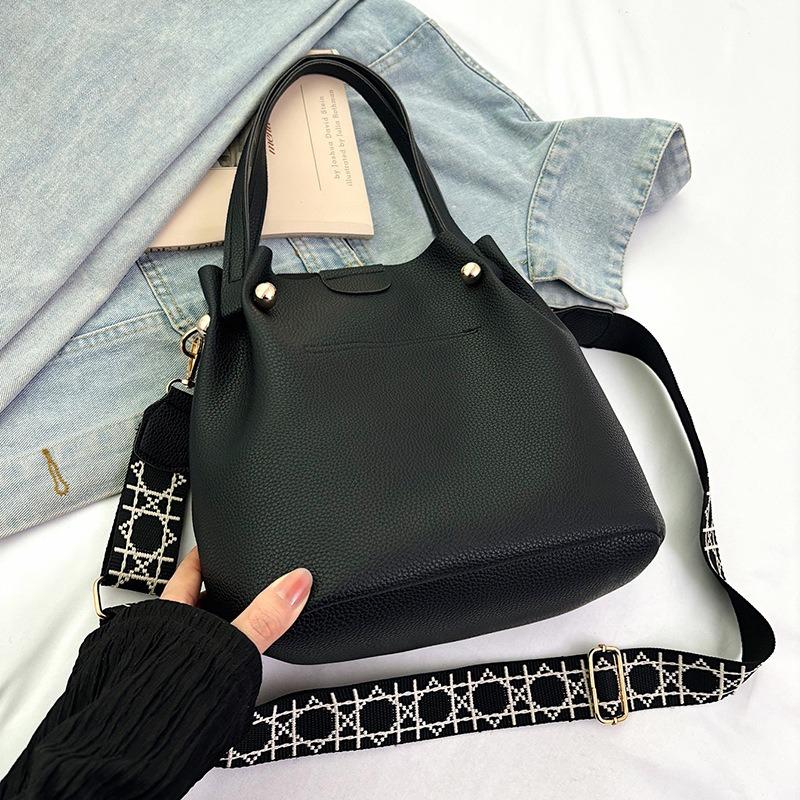 Bolso cruzado de hombro tipo cubo con correa ancha estilo coreano para mujer