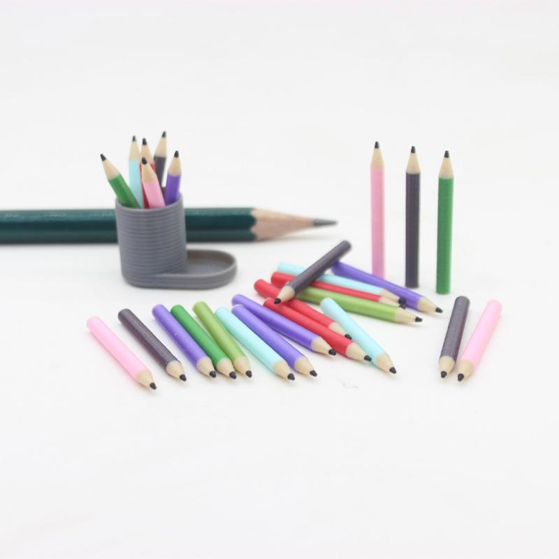 1 Set 1:12 Dollhouse Miniature Dollhouse Pen Holder+6 Colored Pencils Set Doll Home Decor Pretend Play Dollhouse Stationery Toys
