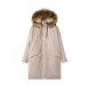 Long over-knee big fur collar pie overcomes women's new loose thickened cotton-padded tooling jacket