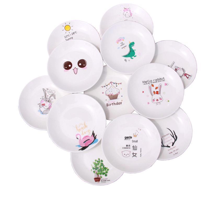 6-inch Ceramic Plate with Dinosaur & Rabbit Design – Cartoon Tableware for Hot Pot, Snacks, Cake, Home or Restaurant Use.