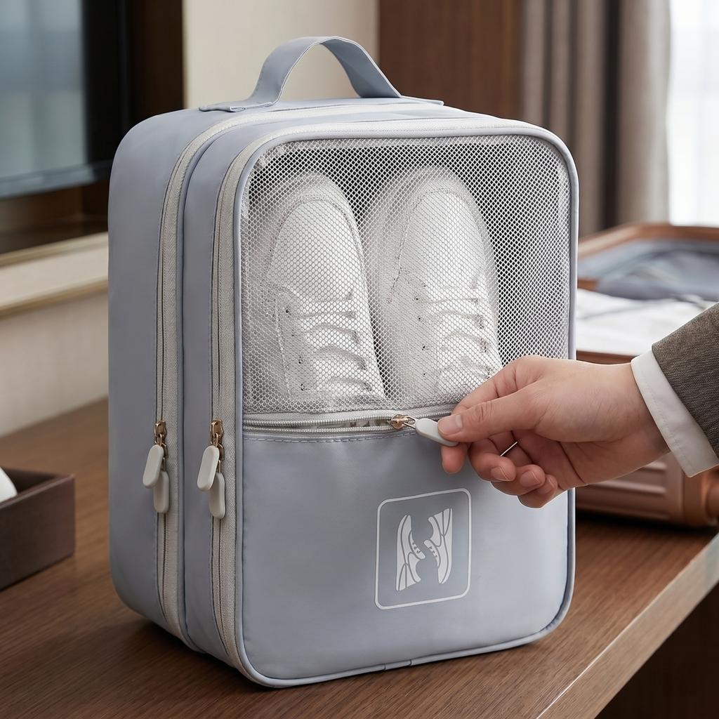 Travel Shoe Bag for Suitcase with Dustproof Design Large Capacity Double Layer Storage Box Portable Shoe Organizer for Business Trips and Travel