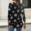 Women's Fashion Casual Christmas Tree Print V-Neck Decorative Button Three-Quarter Sleeve T-Shirt Top