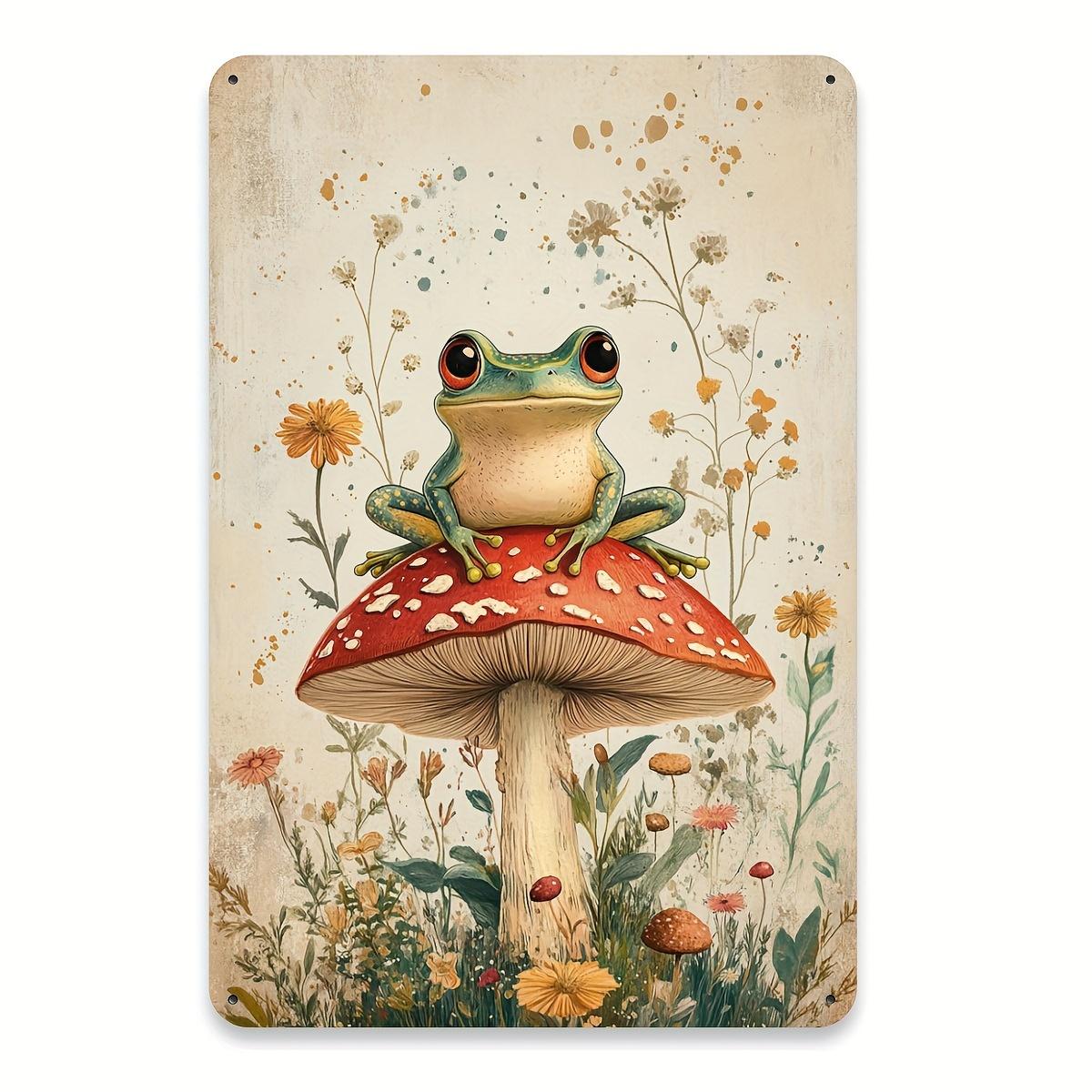 

Вінтажний металевий жестяний знак Гриб і Жаба | Міцне залізне настінне мистецтво для дому та іншого | Декор, що легко вішається, для вечірок та заходів 20x30cm（7.8x11.8inch）