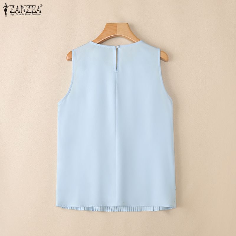 ZANZEA Women Elegant Texture Summer Casual Sleeveless Vest Tops