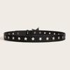 Trendy Punk Studded Star Multi-Hole Statement Leather Belt European  American Style Versatile Buckle Belts  Trendy Women's Belt