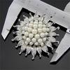 Vintage Silver Plated Imitation Pearl Beads Flower Brooch For Wedding Gift