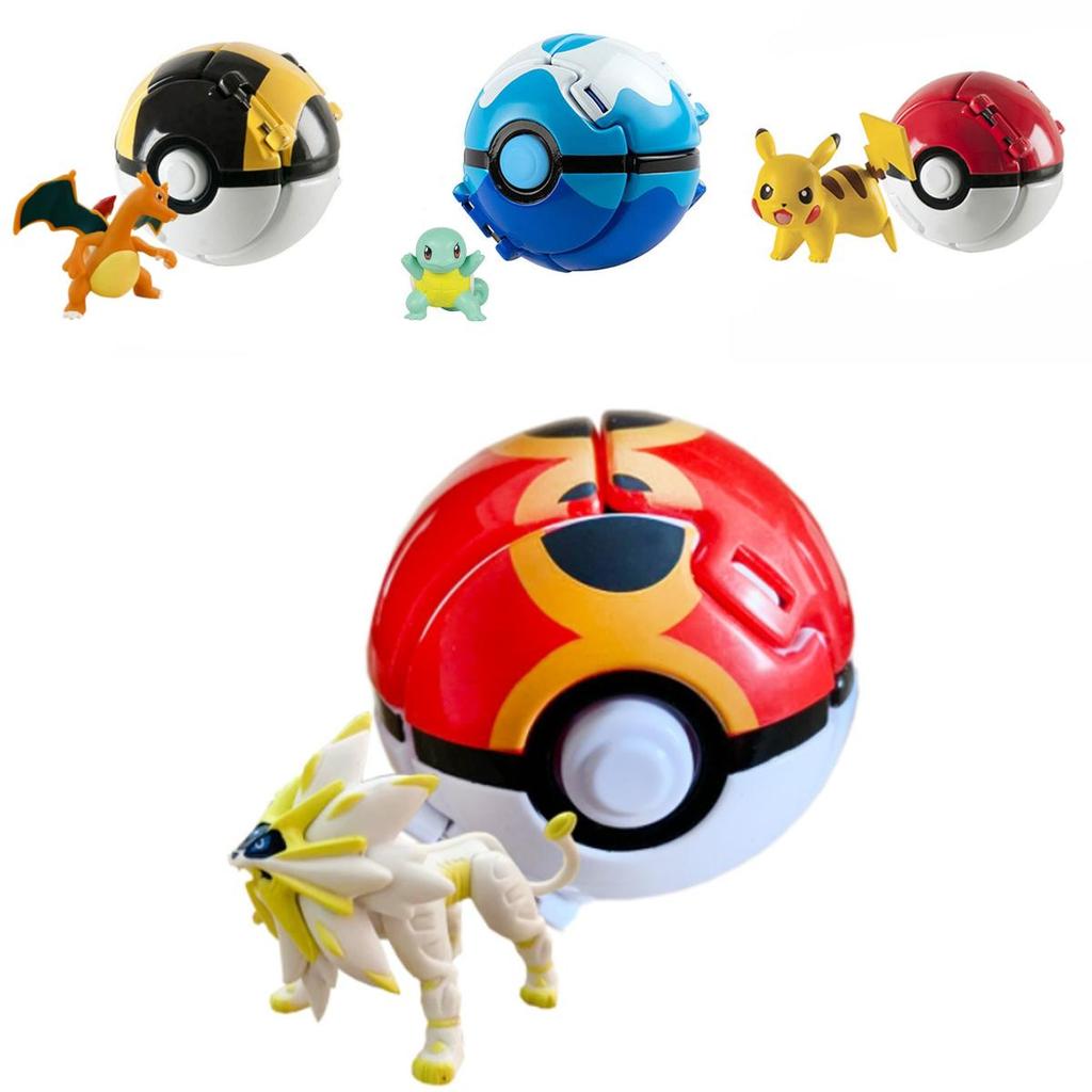 Pokemon Poke Ball Elf Figure Model Toy Pikachu Charmander Litten Rockruff Game Anime Figure
