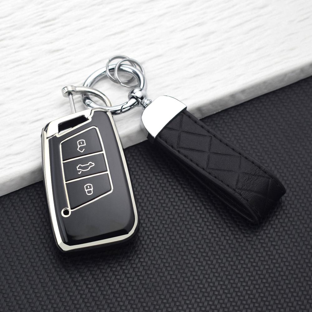 Anti-scratch TPU Car Key Case Cover for Volkswagen VW Passat B8 Magotan Skoda Superb A7 Key Fob Shell with Keychain Accessories