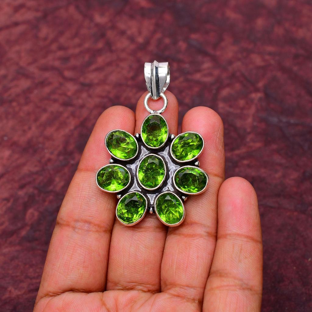 Awesome Peridot Gemstone Pendant: 925 Sterling Silver Handmade Pendant Necklace Jewelry