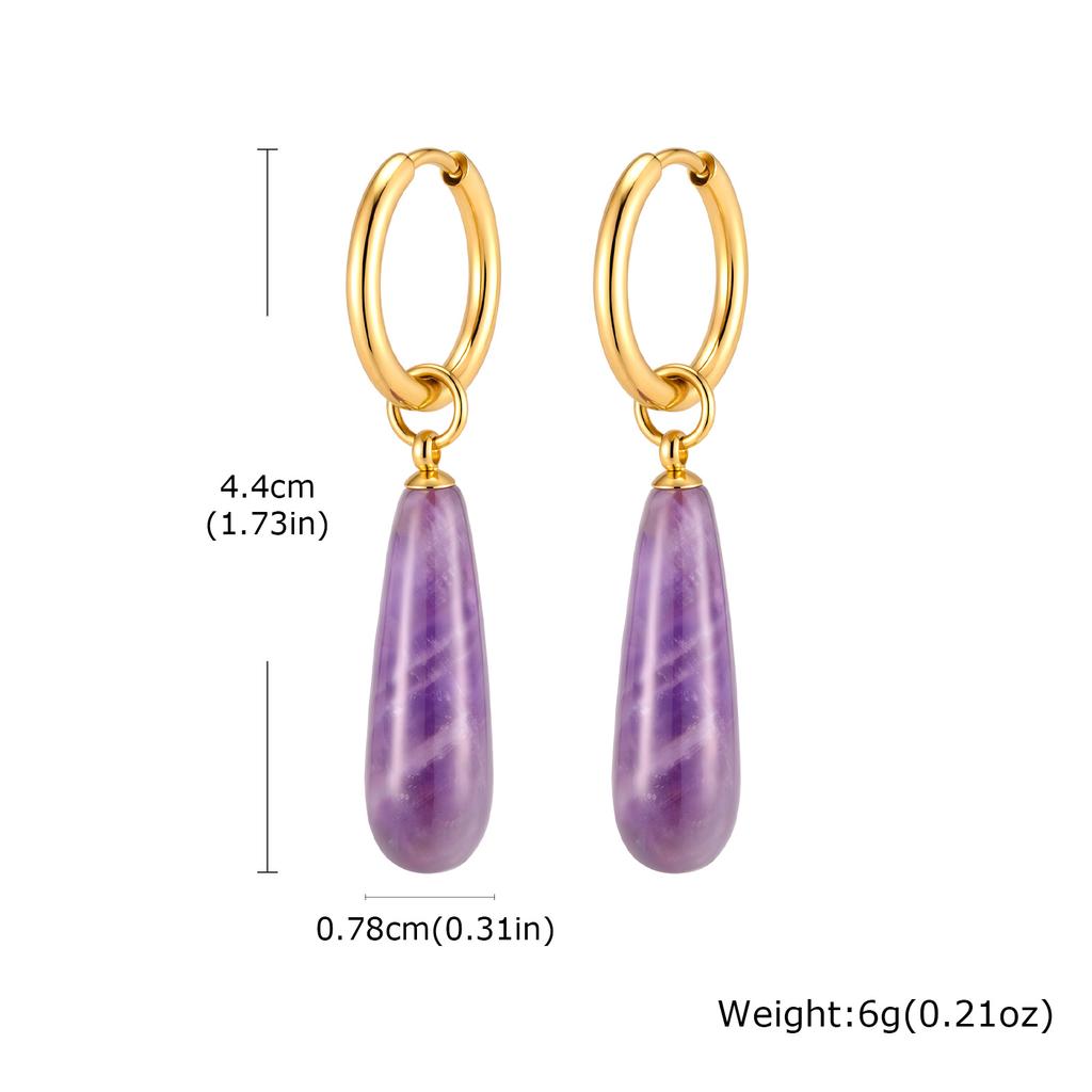 Fashion Crystal Drop Earrings for Women Natural Stone Waterdrop Long Pendant Earring Hypoallergenic Stainless Steel Boho Jewelry