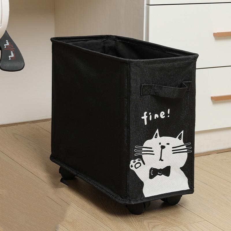 

1pc Oxford Cloth Storage Basket Large-capacity Foldable Yoga Mat Fitness Equipment Storage Box Slit Storage Basket With Casters