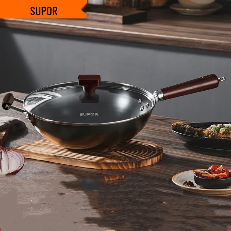 Supor Non-Coated Wrought Iron Round Bottom Wok