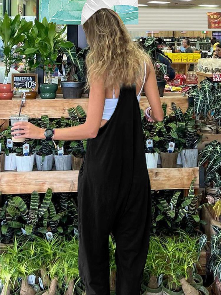 Lässiger europäischer & amerikanischer einfarbiger vielseitiger lockerer Jumpsuit