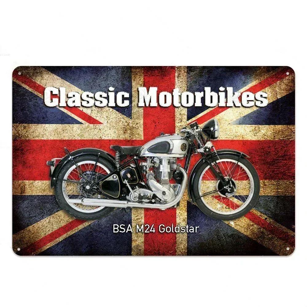 Vintage Motorcycle Tin Sign, Garage Workshop Dacha Decor 20x30cm