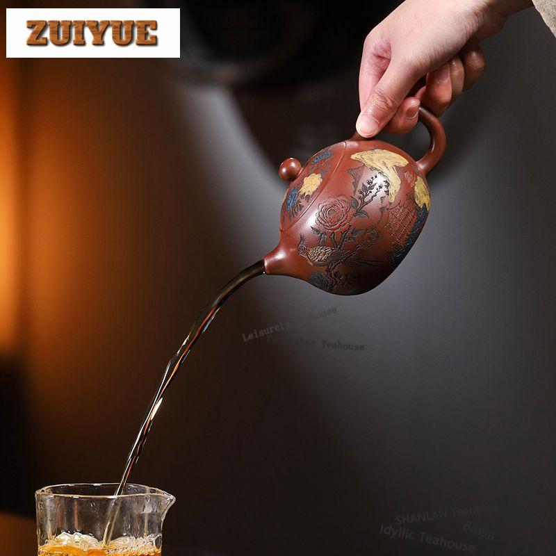 330ml Luxury Yixing Purple Clay Teapots Master Handmade Xishi Pot Raw Ore Plum Red Mud Kettle Zisha Tea Set Drinkware Collection