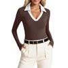 Camicia da donna con scollo a V: T-shirt Top Elegante Casual Colorato