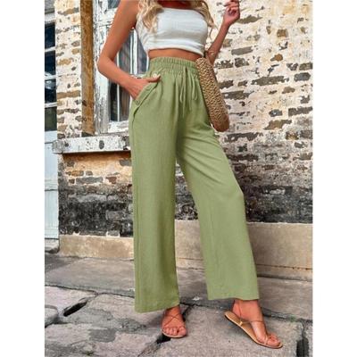 Fashionable Women's Long Pants Loose Casual Pants Lace Up High Waisted Pants