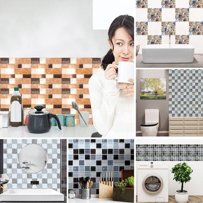 6Pcs European Style Waterproof Tile Stickers Kitchen Bathroom Floor Wall