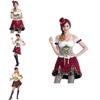 Oktoberfest Bayerisches Dirndl Bierkellnerin Cosplay Kostüm mit Puffärmeln