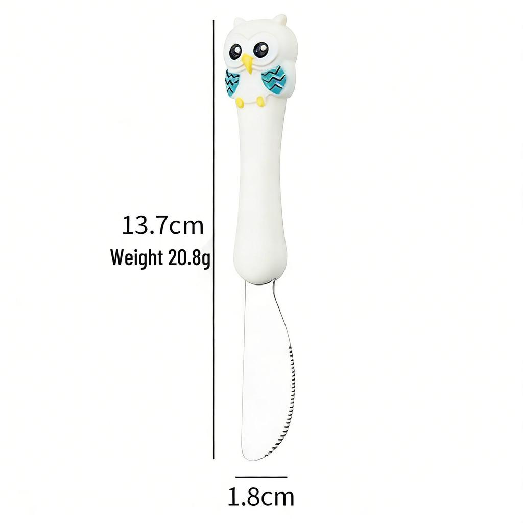 304 Stainless Steel Children's Owl Cutlery Set – Knife, Fork, Spoon for Baby Feeding